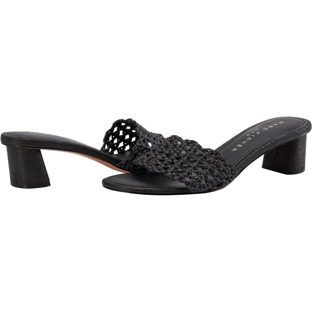Marc Fisher LTD Jazmine Women's Size 7.5 M Dress Slide Sandals Block‎ Heel Black
